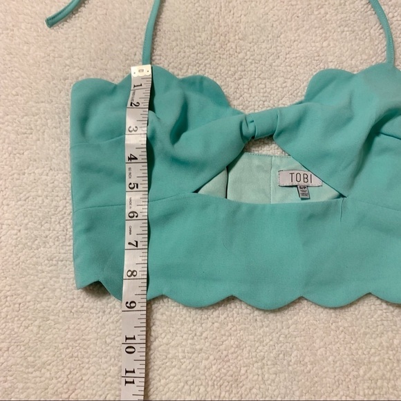 TOBI Perfect Manhattan Crop Top Scalloped Halter Turquoise Blue - Picture 6 of 13